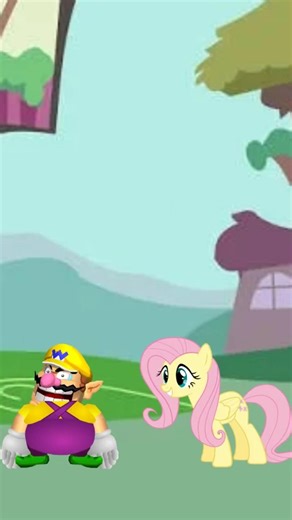 Wario dies after he looked at Fluttershy #wario #dies #death #mlp #fluttershy #shorts #meme #funny