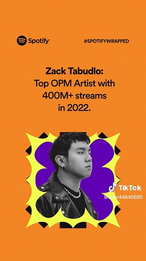 The No.1 OPM Artist of 2022, Zack Tabudlo! Is he on your Top Artists too? Open your Wrapped now.