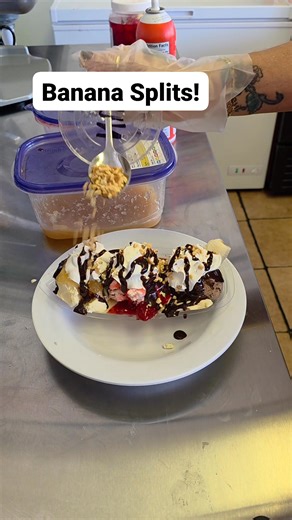 Let's Eat this!!!!!! #timsmainstreetdiner #BananaSplitDay #southerncooking | Tim's Main Street Diner