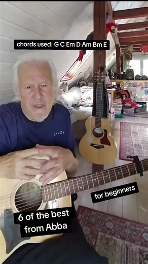 An Abba medley for acoustic guitar beginners. #abba #medley #easyguitar #acousticguitar #foryou #chords #fyp