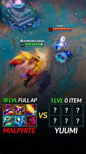 Lv18 FULL AP Malphite 💥 vs Lv1 NO ITEMS Yuumi 😿 (Very Fair!)