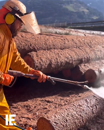 535K views · 1.1K reactions | Using high-pressure water, bark is pulled off the logs meant for construction. The water returns naturally to the earth. : rundholzhaus / IG | Interesting Engineering | Facebook