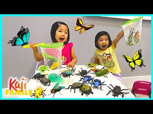 Bug Catching at home Pretend Play with Emma and Kate! - Videos For Kids