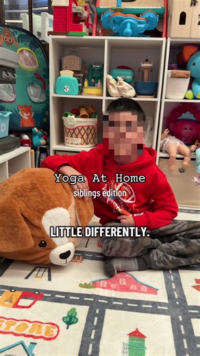 The BubblePlush Yoga Ball Buddy from hand2mind made it easy and fun to get moving indoors. A simple, inclusive way to start the day when you have one yoga ball and two siblings. @hand2mind #kidsyoga #activelearning #bubbleplushyoga #yogaforkids #mindfulmovement