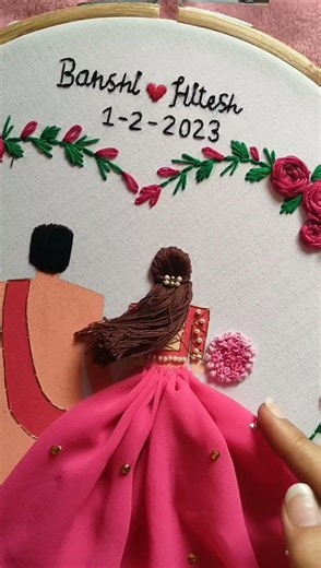 Unique Wedding Anniversary Gift Idea💍 #Handmade'Transforming Fabric Memories Couple Embroidery Hoop"