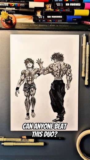 Artwork Of Baki and Yujiro Hanma👺 #animeeart #shorts