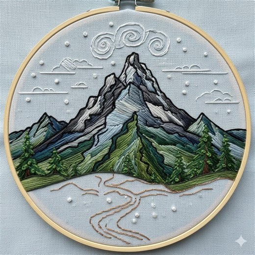 Winter Landscape Embroidery Pattern, Mountain Landscape Hand Embroidery PDF (instant Download) - Etsy Australia