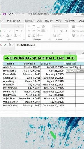 How to Use =NETWORKDAYS in Excel | Calculate Working Days Fast Count Automatically #office365 #excel