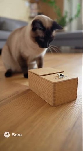 Cat vs "Useless Box" (Incredible OpenAI Sora Demo) AI-Generated