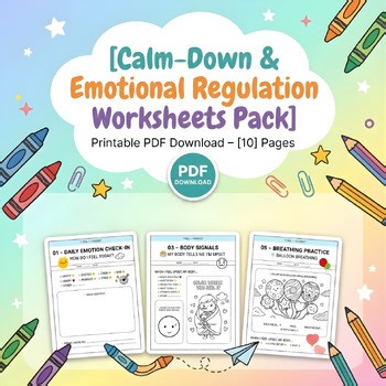 Daily Emotion Check-in & Self-Regulation Worksheets | SEL Morning Work - 10 Page