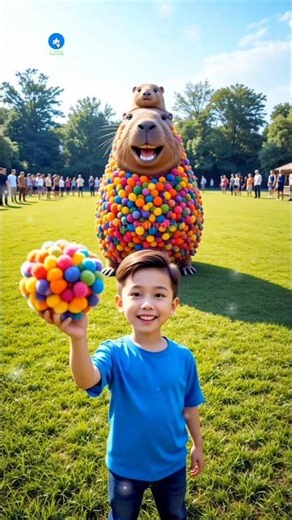 Epic Pom-Ball Throw! Cute Baby vs Dancing Capybara 🕺💥