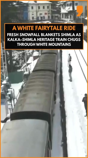 Fresh #snowfall has transformed #Shimla into a winter wonderland as the iconic Kalka–Shimla World Heritage train makes its slow, scenic journey through snow-covered #mountains. #train #viralvideo | NEWS9