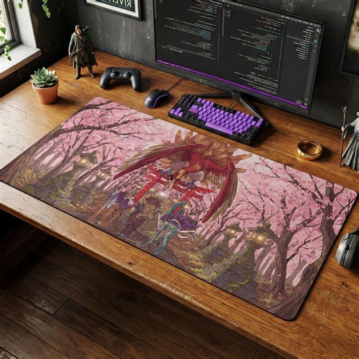 Pokemon Ho-oh Cherry Blossom Desk Mat Japanese Shrine Mouse Pad Legendary Beasts Anime Gaming Setup Large Keyboard Pad - Etsy UK