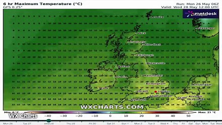 UK weather map forecasts increasing temperatures as summer begins