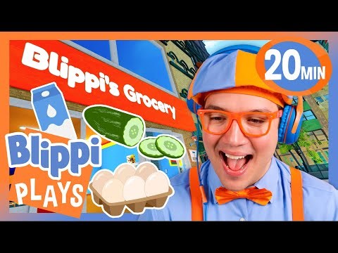 Blippi Opens A SUPERMARKET! 🧺💵 | BEST OF BLIPPI PLAYS | Roblox Gaming Videos for Kids