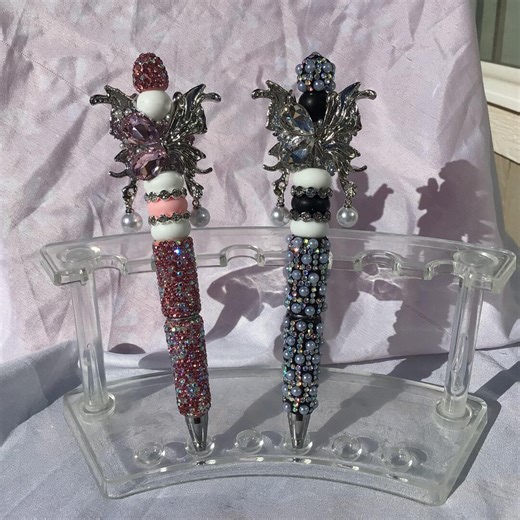Beaded Diamond Encrusted Pens With Metal Butterfly on Top - Etsy