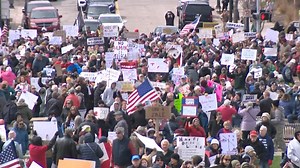 DES MOINES – Over 2,000 protestors gathered Saturday morning outside of Congressman Zach Nunn’s Offices in Des Moines to protest against the Trump Administration’s actions. The protest moved from Cowles Commons to the Capital. Organizers of the protest had a message for Congressman Nunn. “Our demands here in Iowa are for representative Nunn. We are asking him to reverse his support for the House bill that just passed, outlining massive cuts to the budget. We’re asking him to stop the scapegoatin