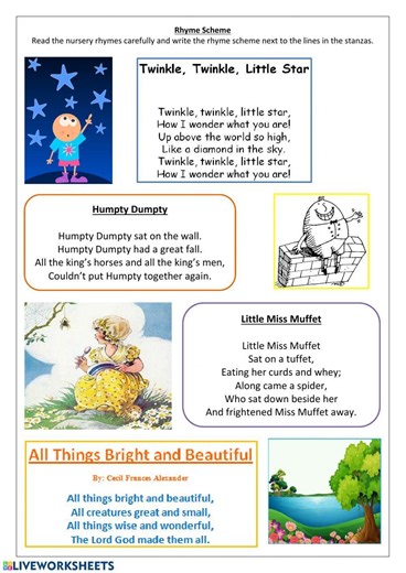Rhyme scheme worksheet