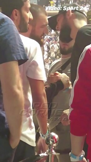 Fight after the fight: Wolf vs Dagestani Gangster Abubakar Nurmagomedov and Khamzat Chimaev started throwing hands at each other cageside after a short verbal exchange during Islam's post-fight speech! | Red Corner MMA