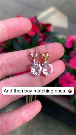 Gold Morganite Necklace 💗 Dainty Pink Diamond Solitaire Pendant | #adinastone