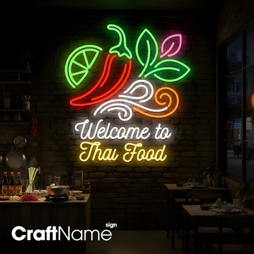 Thai Food Neon Sign, LED Wall Light Display for Thai Restaurant Entrance or Kitchen Decoration, Gift for Chefs or Eatery Owners - Etsy Canada