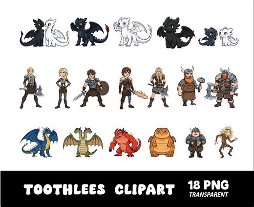 Toothless Dragon Clipart PNG, Night Fury and Light Fury Art (digital Download) - Etsy