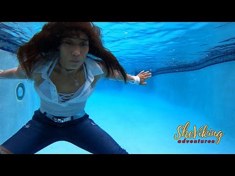 Underwater Swimming and Diving with my Clothes On [Fun Pool Time Wearing Jeans and Sneakers]