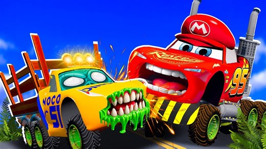 Lightning McQueen Cargo Truck & Tow Mater VS Cruz Ramirez Truck Zombie In BeamNG.drive | Beamng Game