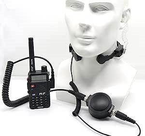 Waterproof PTT Heavy Duty Tactical Throat Mic Headset Compatible Kenwood TYT Two Way Radio Walkie Talkie Sport Wargame Security