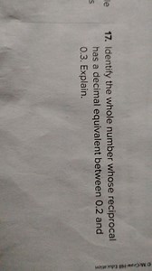 Identify the whole number whose reciprocal has a decimal equiva... | Filo