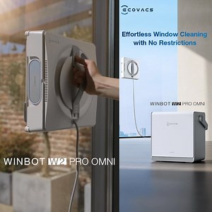 Leaning window? Still spotless. 12-tier protection system keeps WINBOT W2 Pro OMNI safe & steady. Clean windows, zero stress. 🐶🔒 | ECOVACS ROBOTICS