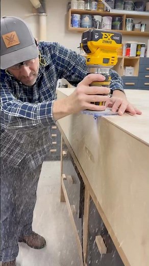 Using a flush trim router bit. #woodworking #router #cabinets
