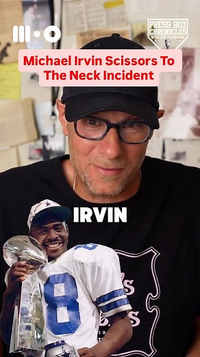 Press Box Chronicles with Jeff Pearlman on Instagram: "The most insane-but-true story of Dallas Cowboys wide receiver Michael Irvin and the infamous “Scissors To The Neck” story Live now on YouTube, Spotify and Apple Podcasts @pressboxchronicles"