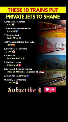 "Top 10 Luxury Trains That Outshine Private Jets!" #train