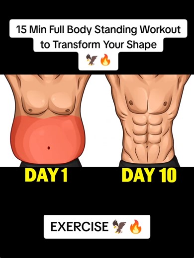 15 Min Full Body Standing Workout to Transform Your Shape 🦅🔥 #absworkout #bellyfat #muscle #exercises #gymmotivation