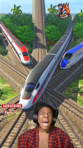 RAILWAY CHAOS! 😱 American Trains Cross a Queue of 4 Fast Trains 🚆🔥#automobile #keretaapi #train