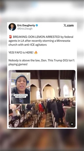 Brendon Leslie on Instagram: "BOOM: Don Lemon was arrested by Federal Agents for storming and disrupting a church in Minnesota"