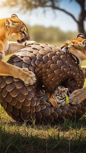 Pangolin Rescues Tiger Cub From Danger! #petlovers #animals #rescue | Vu Bros