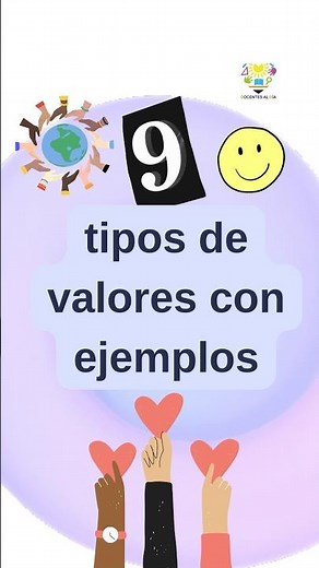 9 tipos de valores con ejemplos #colegiodeprofesores #valorentlive #educacionintegral #niñosyniñas