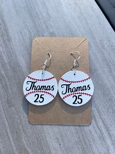 Baseball Personalized Name Earrings, Player Name and Number Earrings, Baseball Mom Accessories, Customized Sports Fan Earrings, Baseball - Etsy