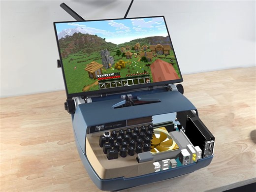 DIYer creates a retro-modern typewriter computer with moving screen on the slide - Yanko Design