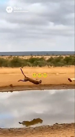 Why is the leopard flying in the air? #leopard #giraffe #shorts