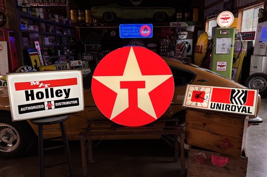 No Reserve: Illuminated Holley/Mickey Thompson, Texaco, and Uniroyal Signs