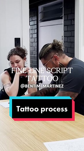 The tattoo process when getting a fine line script tattoo with Ben #tattoosession #tattooprocess #sydneytattoo #tattootiktoks #finelinetattoos #finelinetattooartist #tattooideas #tattoodesigns #tattoostudio #tattooshop #scripttattoo #Later