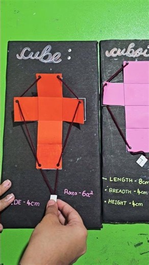 DIY 3D Cube and Cuboid 🧊 |Easy Pull-Up Net Maths Working Model #maths #3dshapes #shortsfeed #project