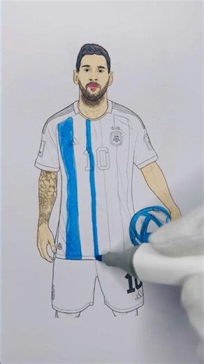 “Satisfying Coloring of Lionel Messi 🏆⚽ Football GOAT Art | Relaxing Drawing #Shorts”
