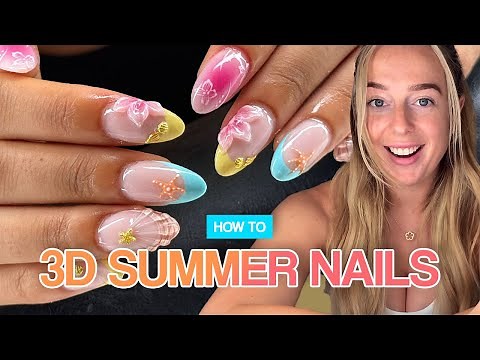 Ocean Beach Themed 3D Summer Nails | How To 🏖️🐚