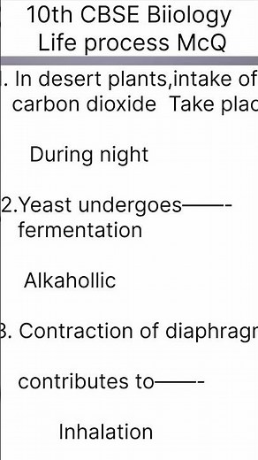 10th Cbsc Biology mcq……#10thcbse #biology #lifeprocess#mcq