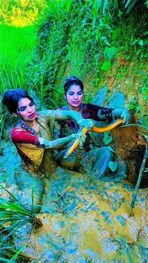 Catching Big Fish from Deep Mud in Village 🤗 ​#Fishing​ #MudFishing​ #VillageLife​ #Traditional