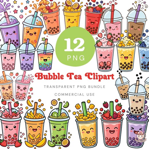 Kawaii Bubble Tea PNG, Milk Tea Clipart, Boba Tea Art Bundle, Digital Download - Etsy